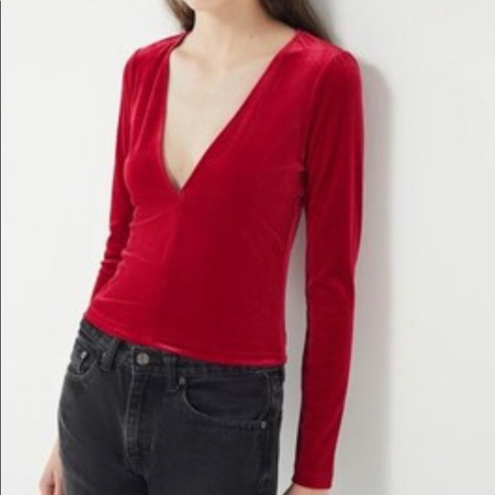 Urban Outfitters Holiday Red Velvet Top